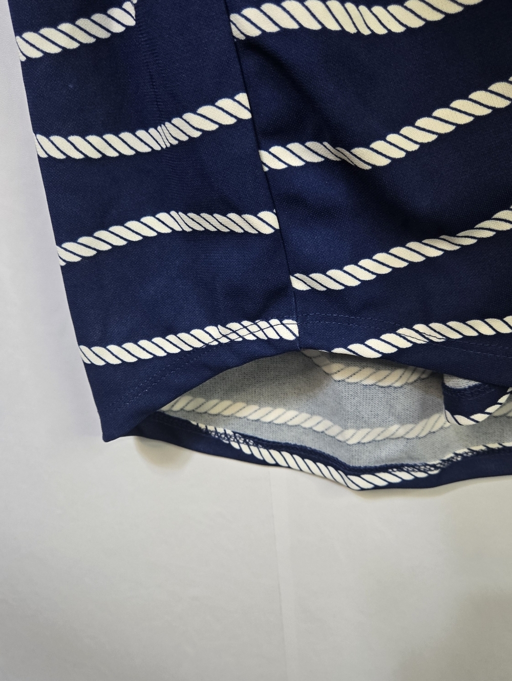 TWRHLL By Christie Brinkley Sz PXS Navy Rope-Print L/Sl Tie Shirt Dress - Picture 7 of 12